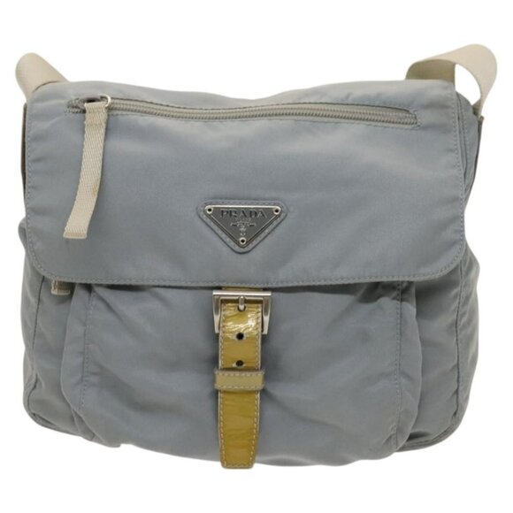 PRADA Shoulder Bag Nylon Light Blue Silver Auth - Picture 2 of 16